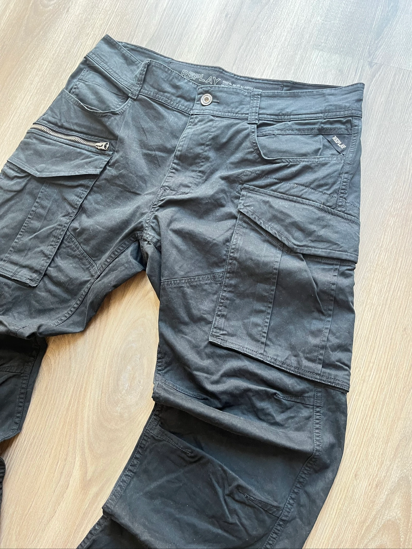Replay Cargo Pants Black W33 Utility Tactical Workwear Vintage Streetwear – photo 2